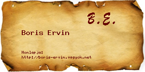Boris Ervin névjegykártya